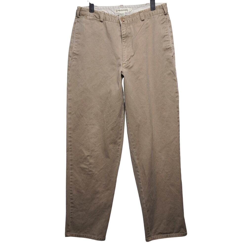 Vintage Banana Republic Khakis Flat Front Relaxed Fit Tapered Size 34